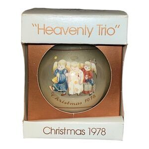 Schmid Berta Hummel Heavenly Trio 1978 Christmas Glass Ornament W Box